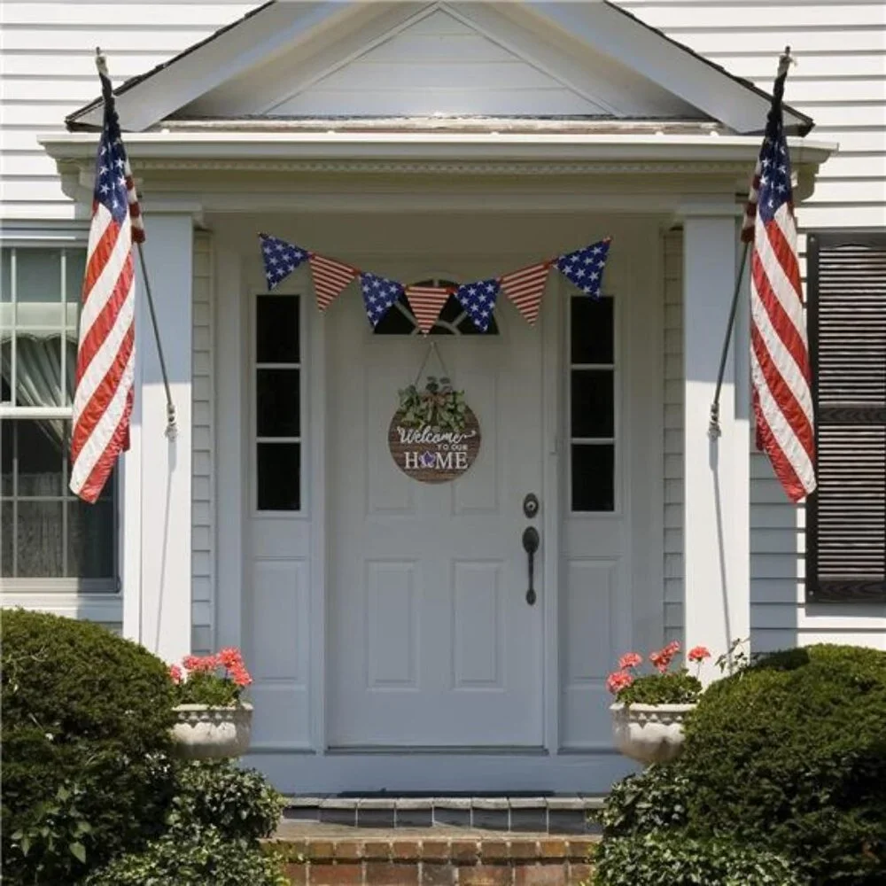 Interchangeable‎ Seasonal Welcome Sign Front Door Decoration Rustic Round Wood